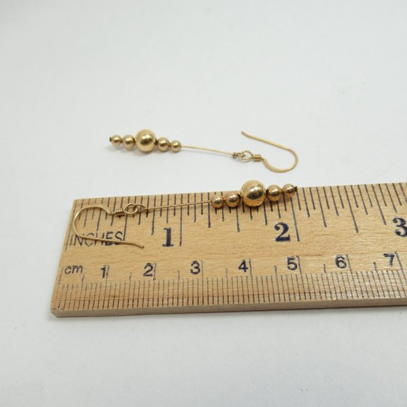 Gold drop bead earrings - Picture 3 of 4